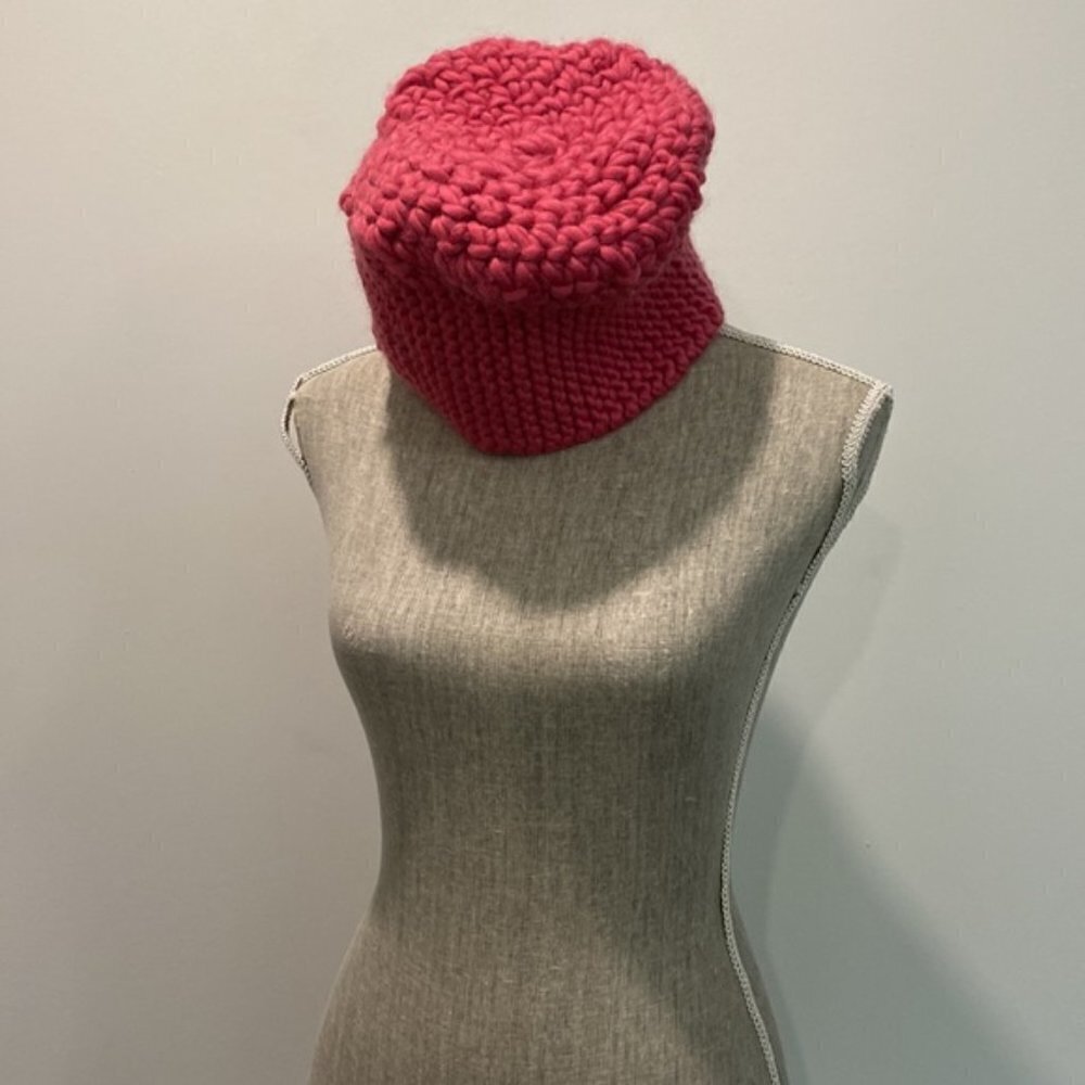 Handmade Pink Thick Knit Hat Beanie - Picture 14 of 14